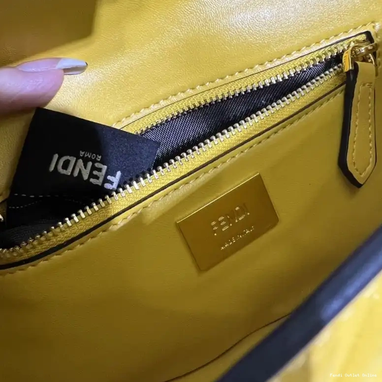 Cheap Midi Baguette Fendi Nappa Leather FF Motif In Bag Chain Yellow 0704